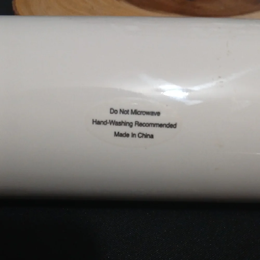 Rae Dunn White Ceramic Rolling Pin with Wooden Handles